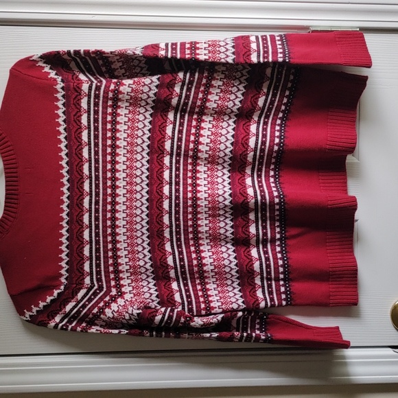 Croft & Barrow Red Patterned Crew Neck Sweater - Picture 2 of 2